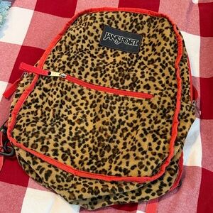 Vtg Jansport Cheetah Velour Backpack